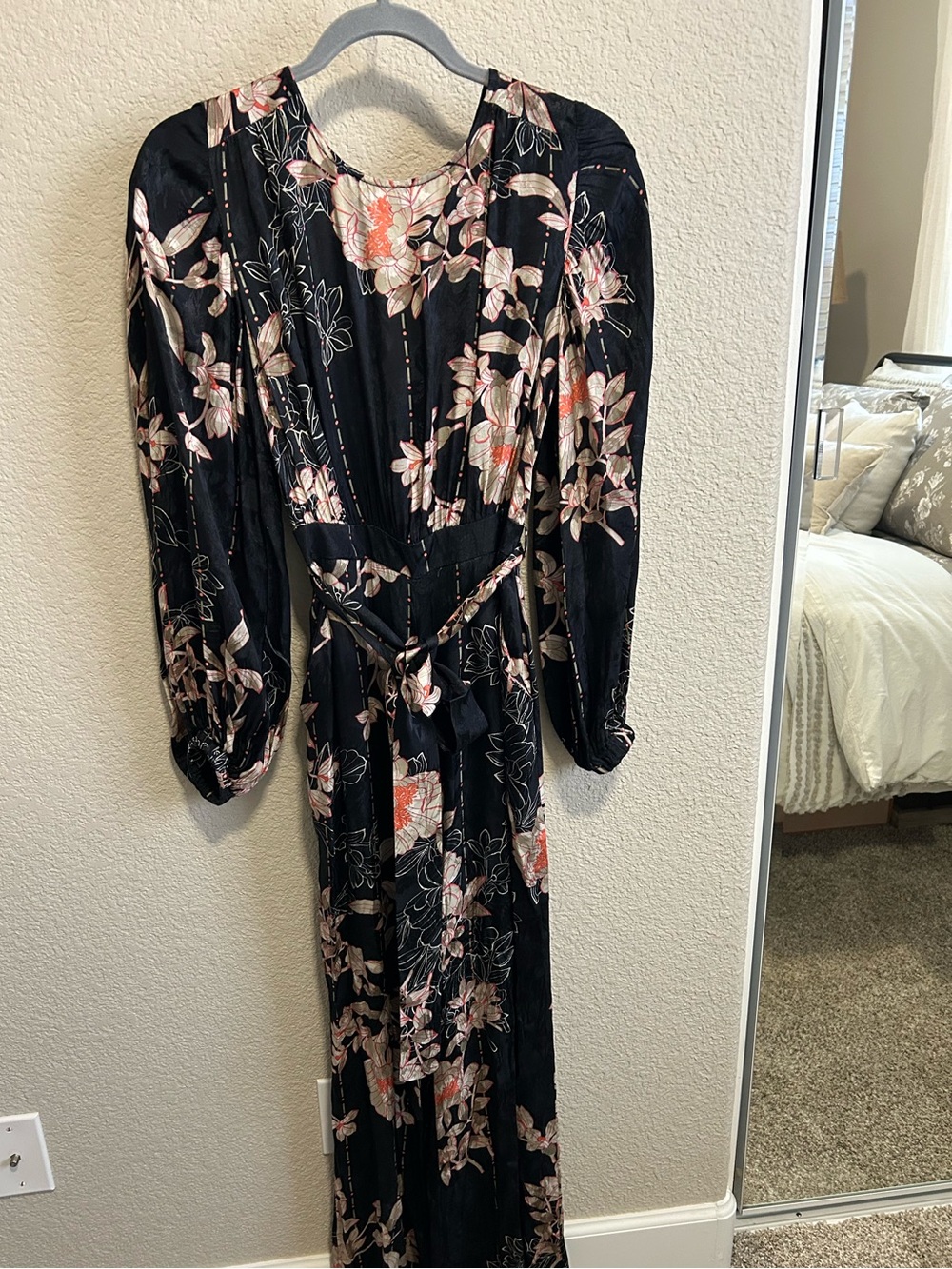 Black Floral Long Sleeve Jumpsuit